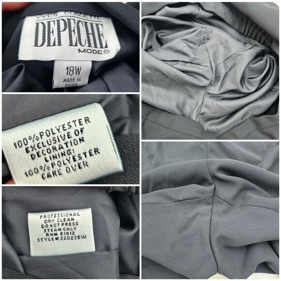 Vtg Beaded Black Pantsuit Plus Size 18W Yves Cosette Depeche Mode Sleeveless NWT - Picture 10 of 14